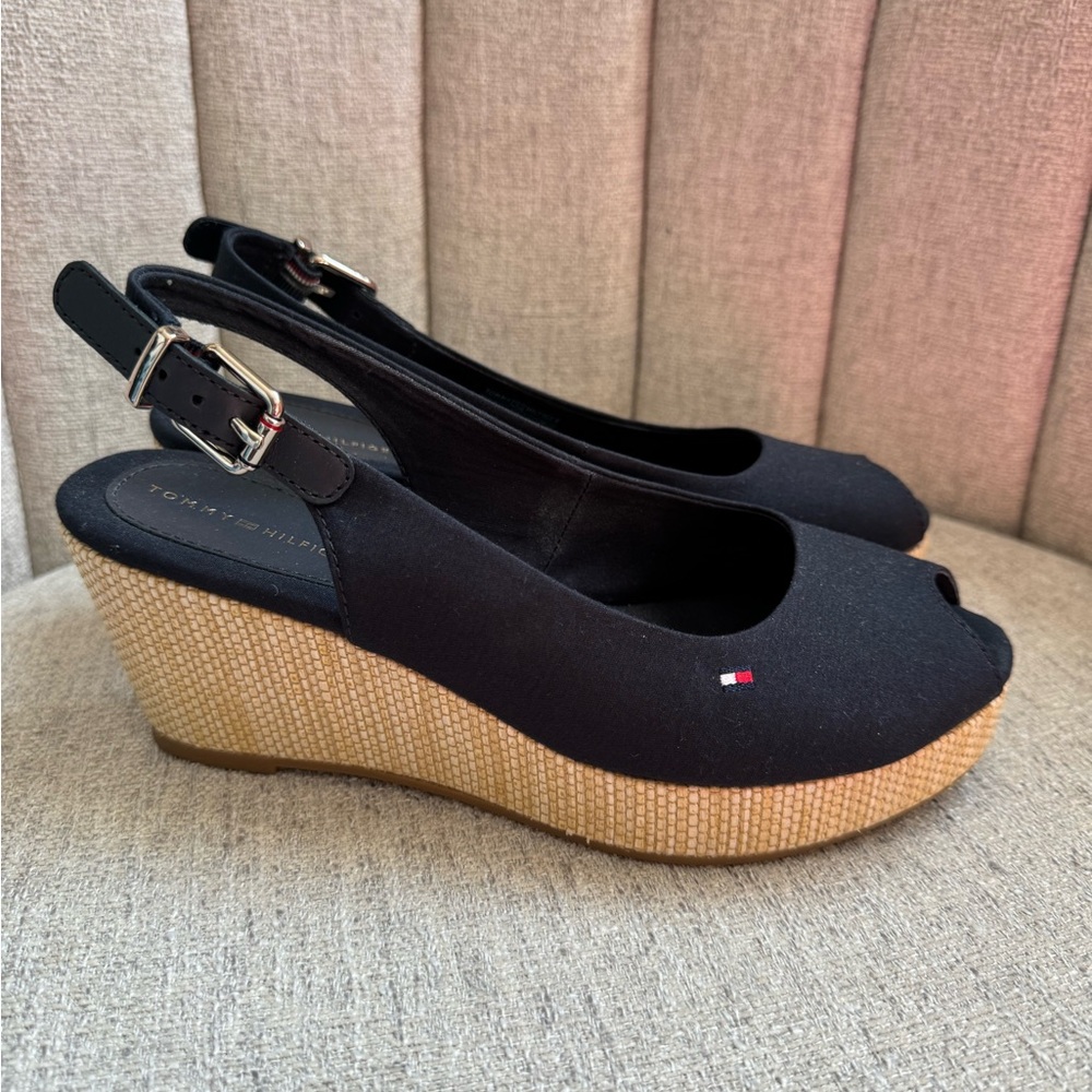 Tommy Hilfiger Navy Blue Wedge Sandals